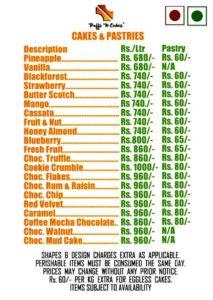 Puffs 'N' Cakes Menu 1