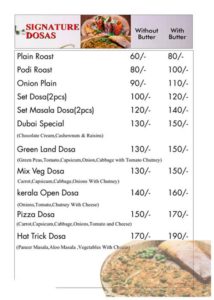 Dosa Country Menu 1