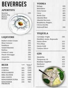 Pavilion 75 Bar Menu 2